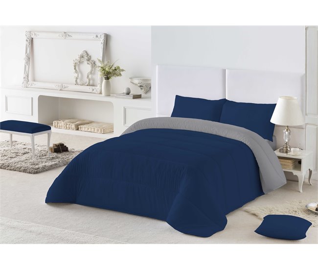 Conforama EDREDON NORDICO BICOLOR AZUL 1/L.807 GRIS CAMA 90