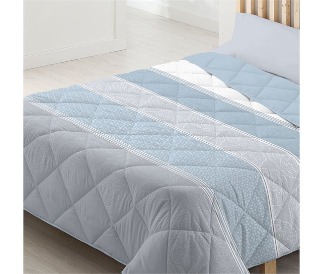 Conforama Edredón Nórdico Estampado Bolonia Reversible Azul Cama De 135cm/140cm