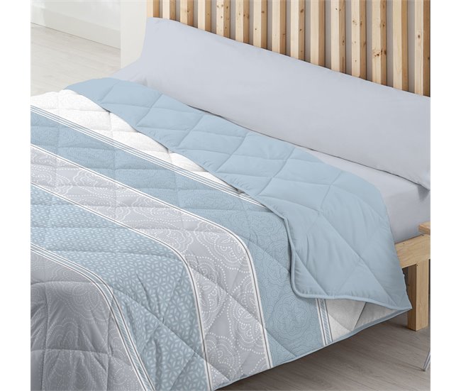 Conforama Edredón Nórdico Estampado Bolonia Reversible Azul Cama De 135cm/140cm