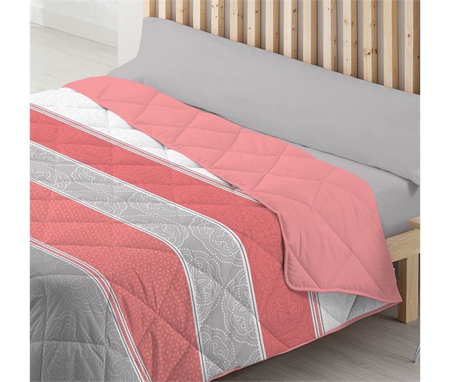 Conforama Edredón Nórdico Estampado Bolonia Reversible Coral Cama De 90cm