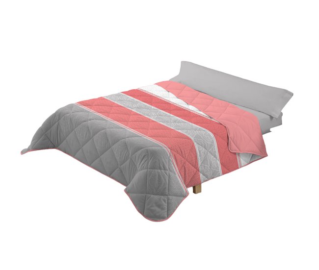 Conforama Edredón Nórdico Estampado Bolonia Reversible Coral Cama de 90cm