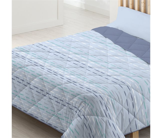 Conforama Edredón Nórdico Estampado Dibly Reversible Azul Cama De 90cm