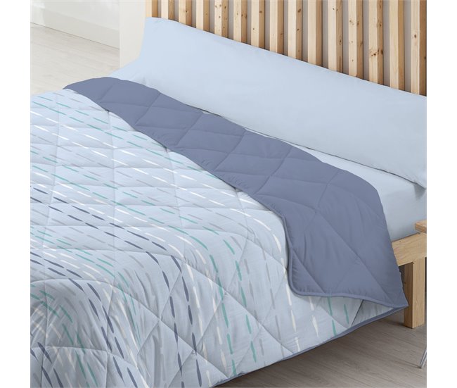 Conforama Edredón Nórdico Estampado Dibly Reversible Azul Cama De 90cm