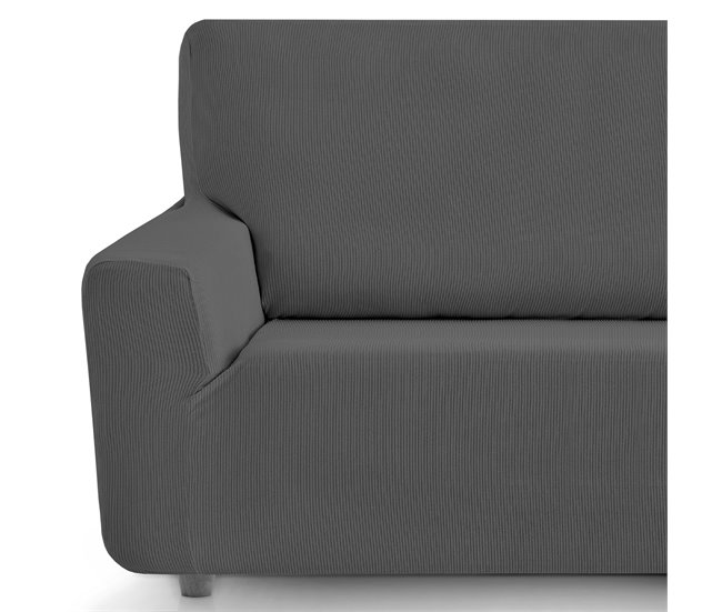 Conforama Eiffel Textile Funda De Sofá Elástica Adaptable. Protector Cubre Sofá. Liso Lavable Resistente Transpirable Desmontable. Con Spandex Elastano. Rústica. Gris 3 Plazas
