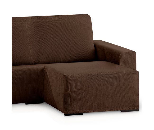 Conforama Eiffel Textile Funda Para Chaise Longue Bielástica Adaptable. Lavable Suave Cómoda Transpirable. Poliéster Algodón Elastano. Protector Cubre Sofá. Rústica. Marrón Brazo Corto Derecha