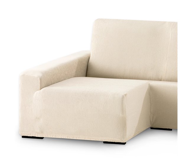 Conforama Eiffel Textile Funda Para Chaise Longue Sofá Elástica Adaptable. Lavable Resistente Cómoda Transpirable. Poliéster Algodón Elastano. Protector Cubre Sofá. Rústica. Marfil Brazo Largo Izquierda