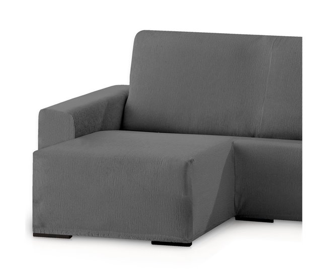 Conforama Eiffel Textile Funda Para Sofá Elástica Adaptable. Lavable Resistente Cómoda Transpirable. Poliéster Algodón Elastano. Protector Cubre Sofá Chaise Longue. Rústica. Gris Brazo Corto Izquierda