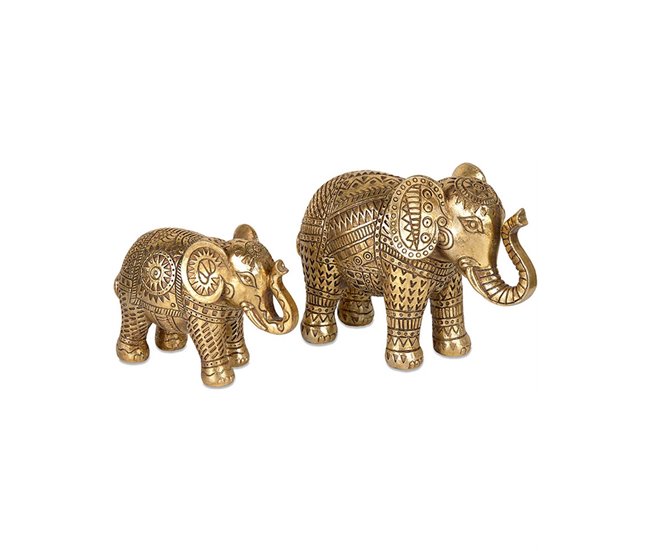Conforama Elefantes Presume De Casa Tallado21.5*16.5*8doradoresina