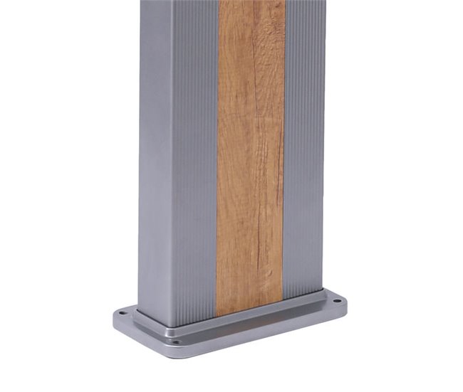 Conforama Elegante Ducha Solar De Aluminio Color Gris Ella Con Franja Central Color Madera Ducha De Jardín Y Piscina Exterior Con Mezclador Ducha Cuadrada Y Grifo Lavapiés Estructura De Aluminio Depósito De 40 Litros Altura 2