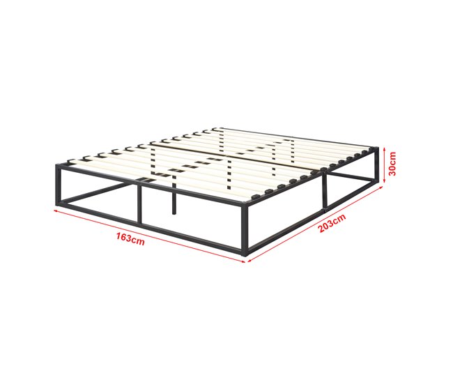 Conforama [en.casa] Cama De Metal Kreta Con Somier - Plataforma De Base Resistente 160cm X 200cm - Negro