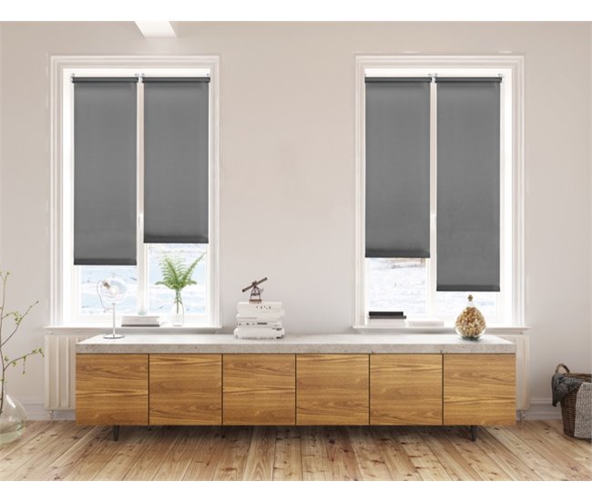 Conforama Enrollable Sin Taladrar Traslúcido Gris 45X180cm