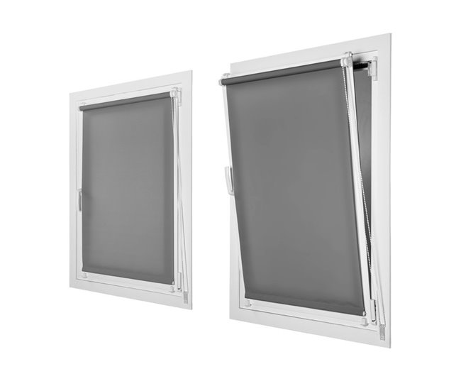 Conforama Enrollable Sin Taladrar Traslúcido Gris 45X180cm