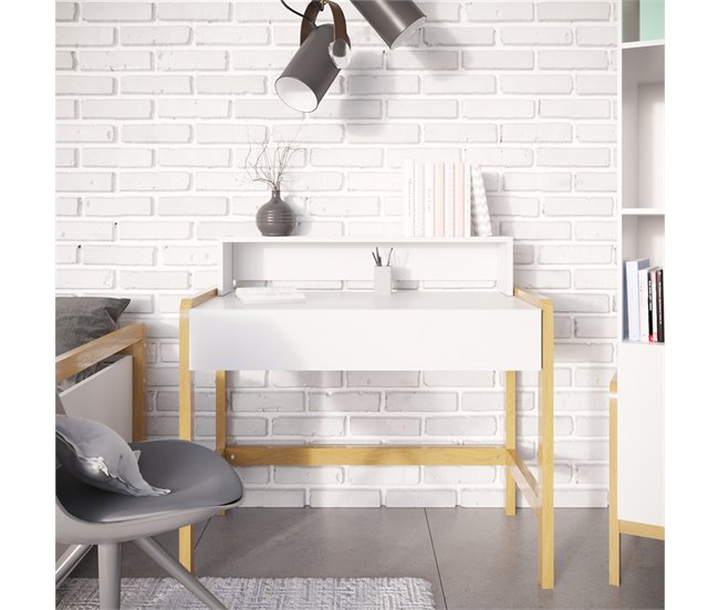 Conforama Escritorio 1 Cajón Kocot Kids Victor - Blanco Y Roble