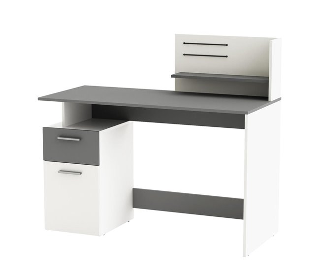 Conforama Escritorio 1 Puerta Y 1 Cajón Decoración Gris Y Blanco L121 5 Cm - Platon