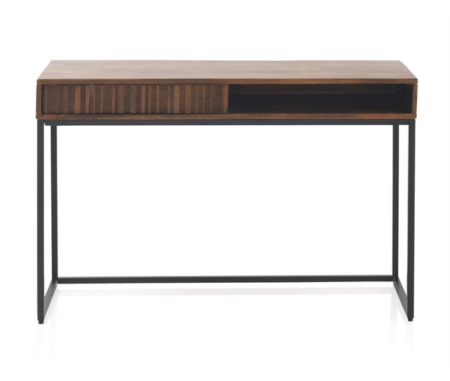 Conforama Escritorio Con Cajón Madera Maciza De Mango Laminada Base De Metal