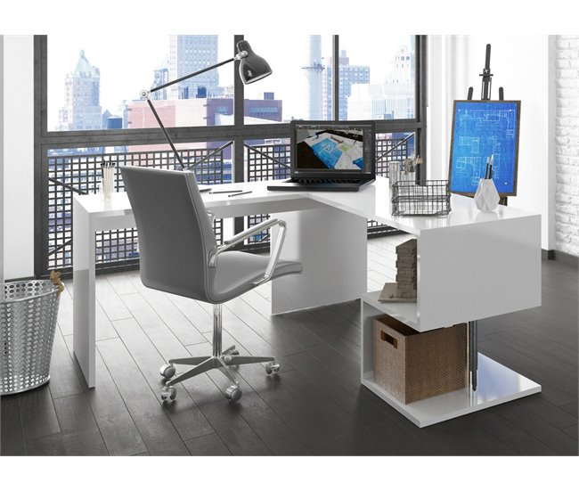 Conforama Escritorio Dabius Escritorio Para PC Lineal Mesa De Oficina Multiusos Escritorio Que Ahorra Espacio 100% Made In Italy 160x60h78 Cm Blanco Brillante