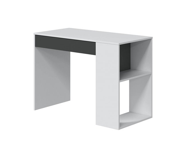 Conforama Escritorio Danani Escritorio multifunción reversible con cajón Mesa de estudio u oficina para PC 101x50h73 cm Blanco y Antracita