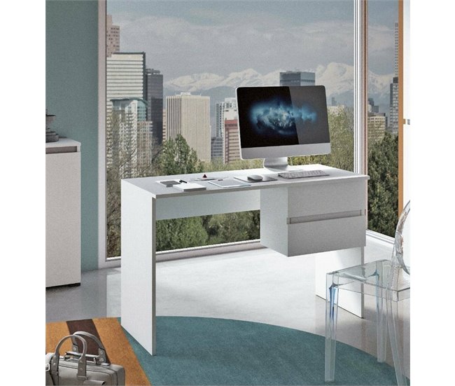 Conforama Escritorio Dbarbier Escritorio Lineal Con 2 Cajones Mesa De Estudio Multiusos Y Que Ahorra Espacio 100% Made In Italy 110x53h76 Cm Blanco
