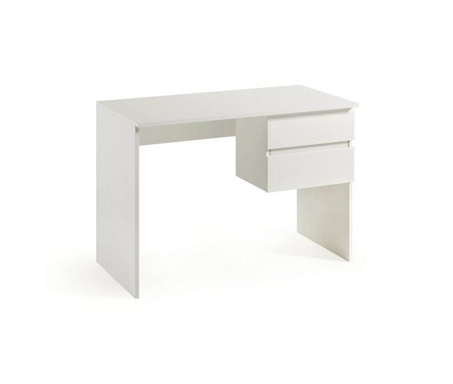 Conforama Escritorio Dbarbier Escritorio lineal con 2 cajones Mesa de estudio multiusos y que ahorra espacio 100% Made in Italy 110x53h76 cm Blanco