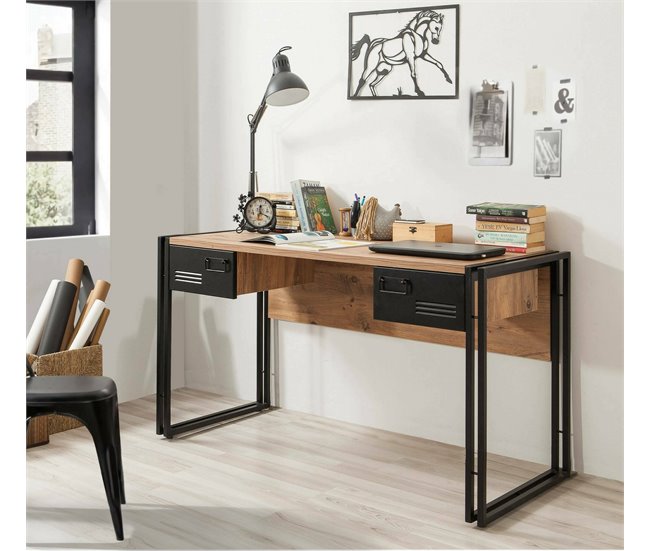Conforama Escritorio Dbonifaz Escritorio Multiusos Mesa De Oficina Para PC El Plan De Trabajo 139x60h75 Cm Roble Y Negro