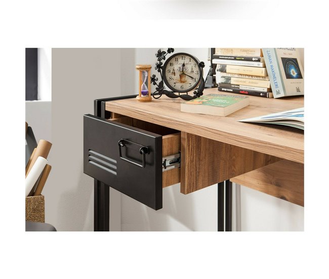 Conforama Escritorio Dbonifaz Escritorio Multiusos Mesa De Oficina Para PC El Plan De Trabajo 139x60h75 Cm Roble Y Negro