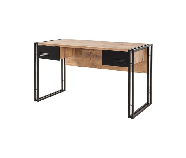Conforama Escritorio Dbonifaz Escritorio multiusos Mesa de oficina para PC El plan de trabajo 139x60h75 cm Roble y Negro