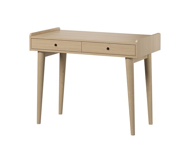 Conforama Escritorio De 2 Cajones Acabado Roble 96 Cm De Largo - Retro
