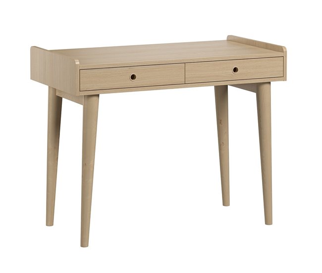 Conforama Escritorio de 2 cajones acabado roble 96 cm de largo - Retro