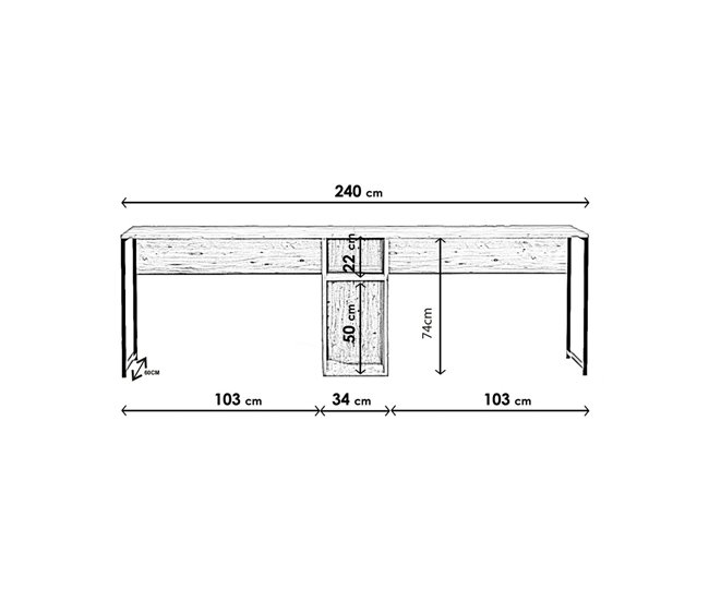 Conforama Escritorio Dferguso Escritorio Multiusos Mesa De Oficina Para PC El Plan De Trabajo 240x60h74 Cm Roble