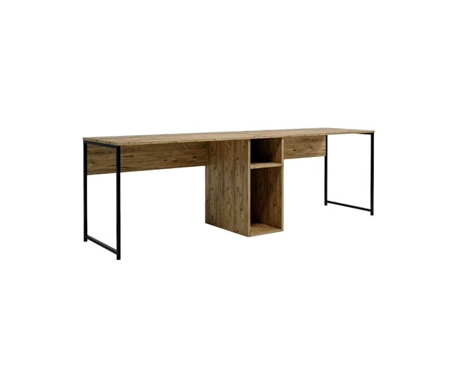 Conforama Escritorio Dferguso Escritorio multiusos Mesa de oficina para PC El plan de trabajo 240x60h74 cm Roble