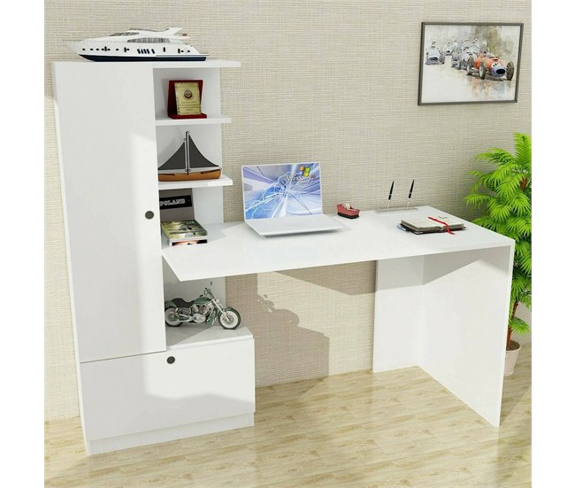 Conforama Escritorio Dfrabott Escritorio Multiusos Mesa De Oficina Para PC El Plan De Trabajo 150x62h140 Cm Blanco