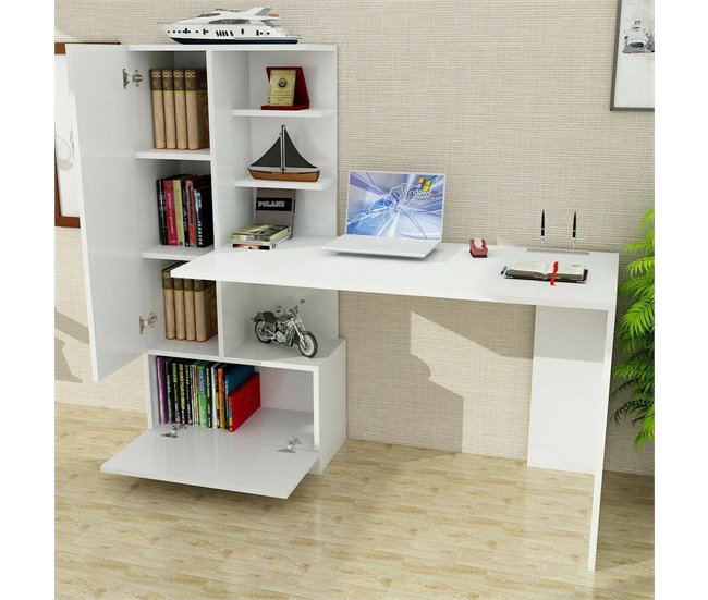 Conforama Escritorio Dfrabott Escritorio Multiusos Mesa De Oficina Para PC El Plan De Trabajo 150x62h140 Cm Blanco