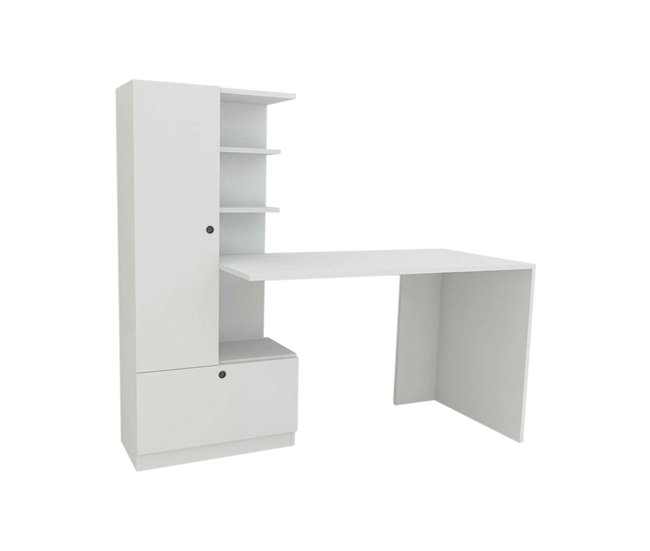 Conforama Escritorio Dfrabott Escritorio multiusos Mesa de oficina para PC El plan de trabajo 150x62h140 cm Blanco