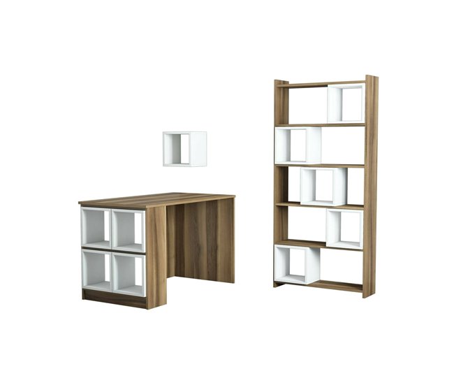 Conforama Escritorio Dgonzale Escritorio multiusos Mesa de oficina para PC El plan de trabajo 120x65h75 cm Nogal y Blanco
