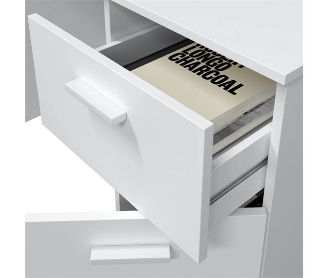 Conforama Escritorio Dhaver Escritorio Multifunción Con 1 Cajón Y 1 Puerta Mesa De Estudio U Oficina Para PC 108x50h73 Cm Blanco