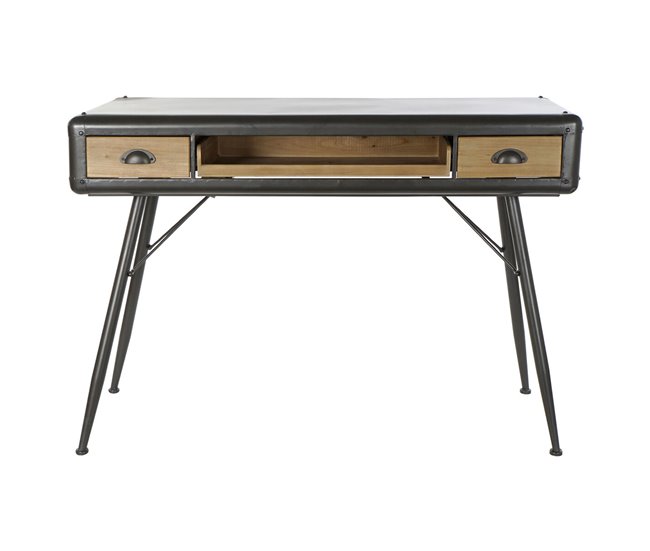 Conforama Escritorio DKD Home Decor 118 X 52 X 84 Cm Abeto Natural Metal Gris Claro