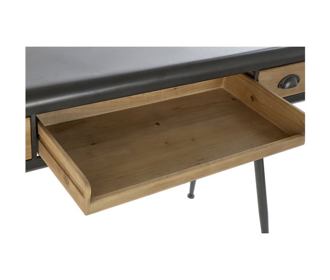 Conforama Escritorio DKD Home Decor 118 X 52 X 84 Cm Abeto Natural Metal Gris Claro