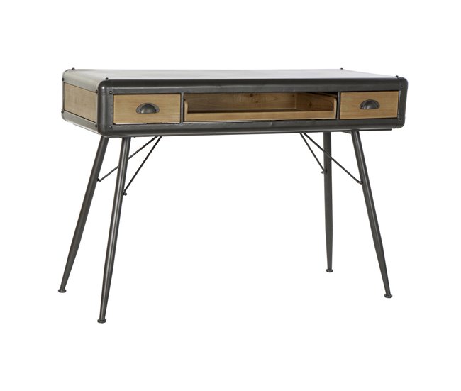 Conforama Escritorio DKD Home Decor 118 x 52 x 84 cm Abeto Natural Metal Gris claro