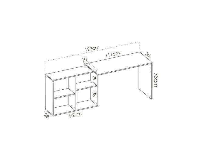 Conforama Escritorio Dkea Escritorio Multiposición Para Oficina O Dormitorio Mesa De Estudio De Esquina Con Estantes 121x96h74 Cm Roble