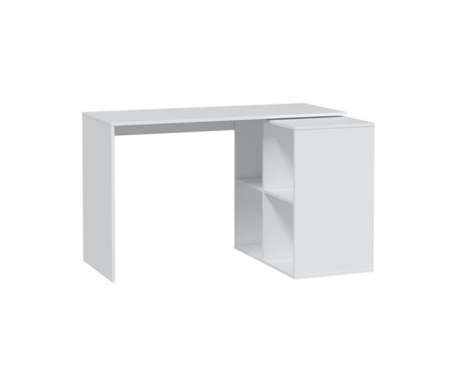 Conforama Escritorio Dmanci Escritorio de esquina Mesa de oficina multiusos Escritorio multiposición que ahorra espacio 152x49h74 cm Blanco