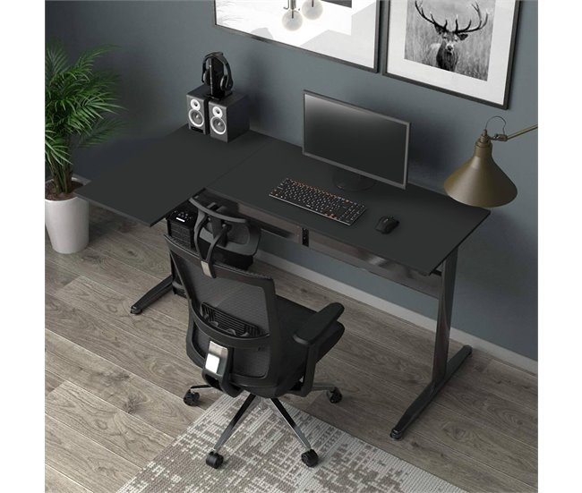 Conforama Escritorio Dmarian Escritorio De Esquina Escritorio De Oficina Multiusos Escritorio Fijo Ahorrador De Espacio 80x140h75 Cm Negro