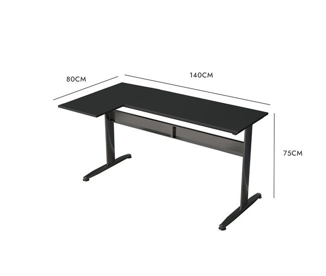 Conforama Escritorio Dmarian Escritorio De Esquina Escritorio De Oficina Multiusos Escritorio Fijo Ahorrador De Espacio 80x140h75 Cm Negro
