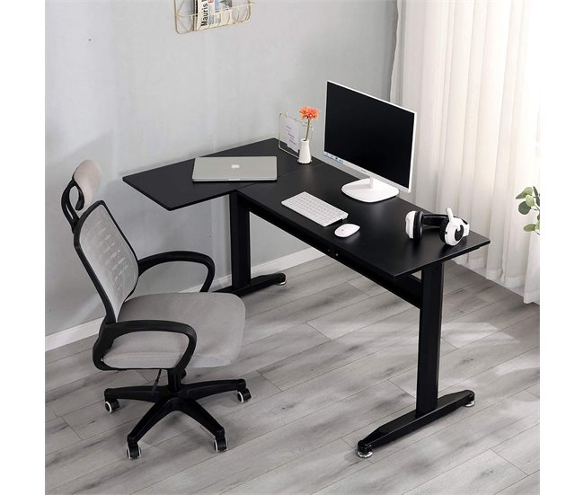 Conforama Escritorio Dmarian Escritorio De Esquina Escritorio De Oficina Multiusos Escritorio Fijo Ahorrador De Espacio 80x140h75 Cm Negro