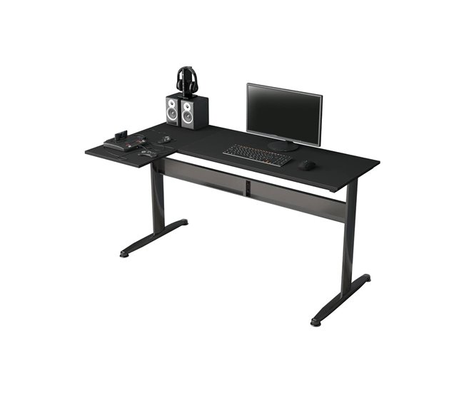 Conforama Escritorio Dmarian Escritorio de esquina Escritorio de oficina multiusos Escritorio fijo ahorrador de espacio 80x140h75 cm Negro