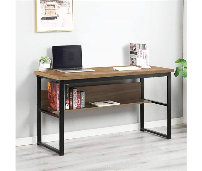 Conforama Escritorio Dmusell Escritorio Lineal Escritorio De Oficina Multiusos Escritorio Fijo Ahorrador De Espacio 55x139h74 Cm Negro Y Roble