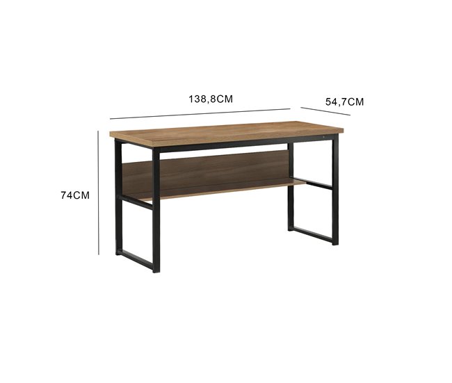 Conforama Escritorio Dmusell Escritorio Lineal Escritorio De Oficina Multiusos Escritorio Fijo Ahorrador De Espacio 55x139h74 Cm Negro Y Roble
