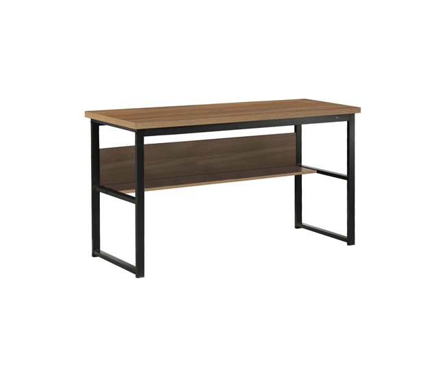 Conforama Escritorio Dmusell Escritorio Lineal Escritorio de oficina multiusos Escritorio fijo ahorrador de espacio 55x139h74 cm Negro y Roble