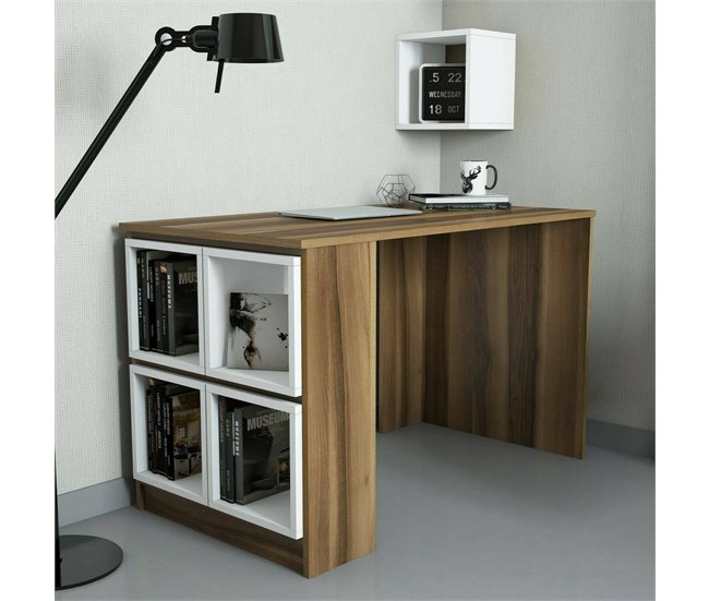 Conforama Escritorio Dpin Escritorio Multiusos Mesa De Oficina Para PC El Plan De Trabajo 120x65h75 Cm Nogal Y Blanco