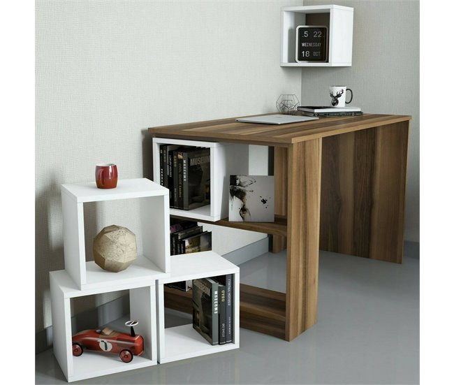 Conforama Escritorio Dpin Escritorio Multiusos Mesa De Oficina Para PC El Plan De Trabajo 120x65h75 Cm Nogal Y Blanco