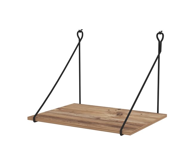 Conforama Escritorio mural Andøy metal aglomerado 70x54x50cm - Negro/Madera [en.casa]